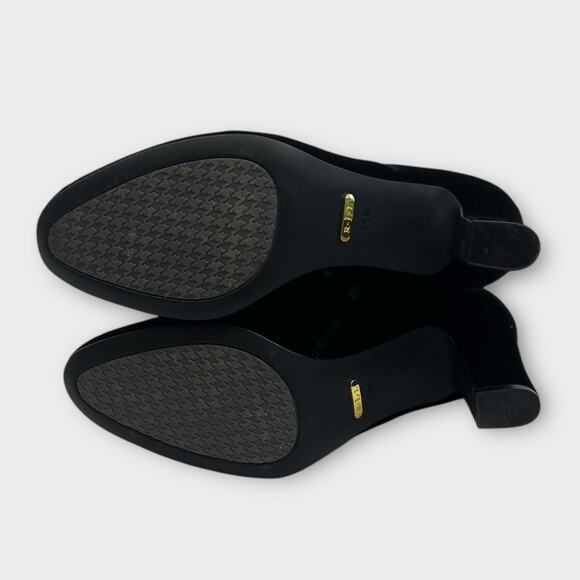 Lauren Ralph Lauren Bridgett Black Velvet Heel Booties Size 7.5 - Picture 4 of 9